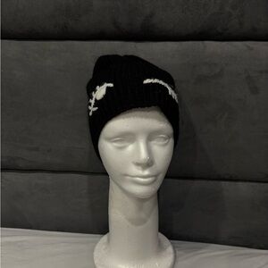 Kate Spade Black Knit Beanie with White Accents